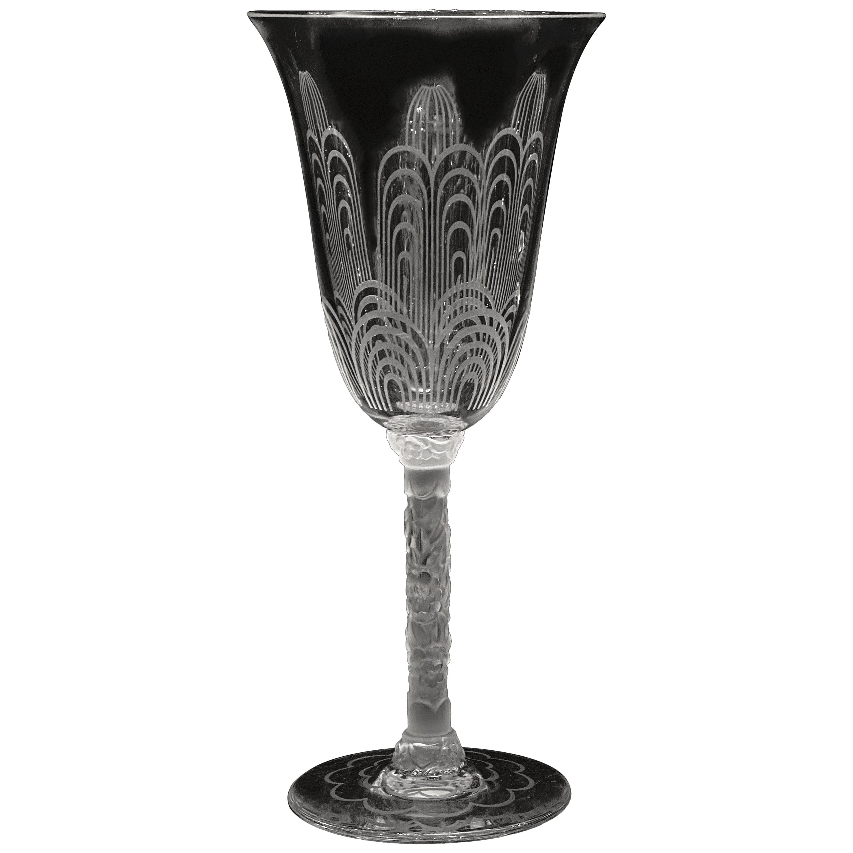 Copa de cristal de Baccarat para vino blanco, Jets d'Eau, diseño de G. Chevalier Paris 1925