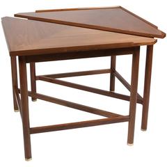 Pair of Triangular Mahogany End Tables by Edward Wormley 1