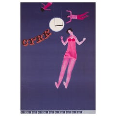 Affiche polonaise du cirque Cyrk Three Aerialists 1966, Danuta Zukowska