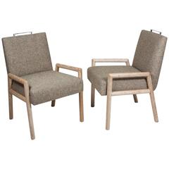Pair of Limed Oak Armchairs by Samuel Marx 8