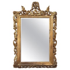 Antique Italian Baroque Carved Giltwood Wall Mirror