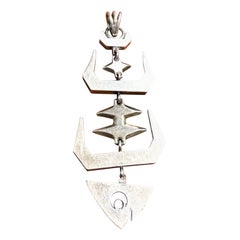 1960s Large Sterling Silver Fish Skeleton Pendant