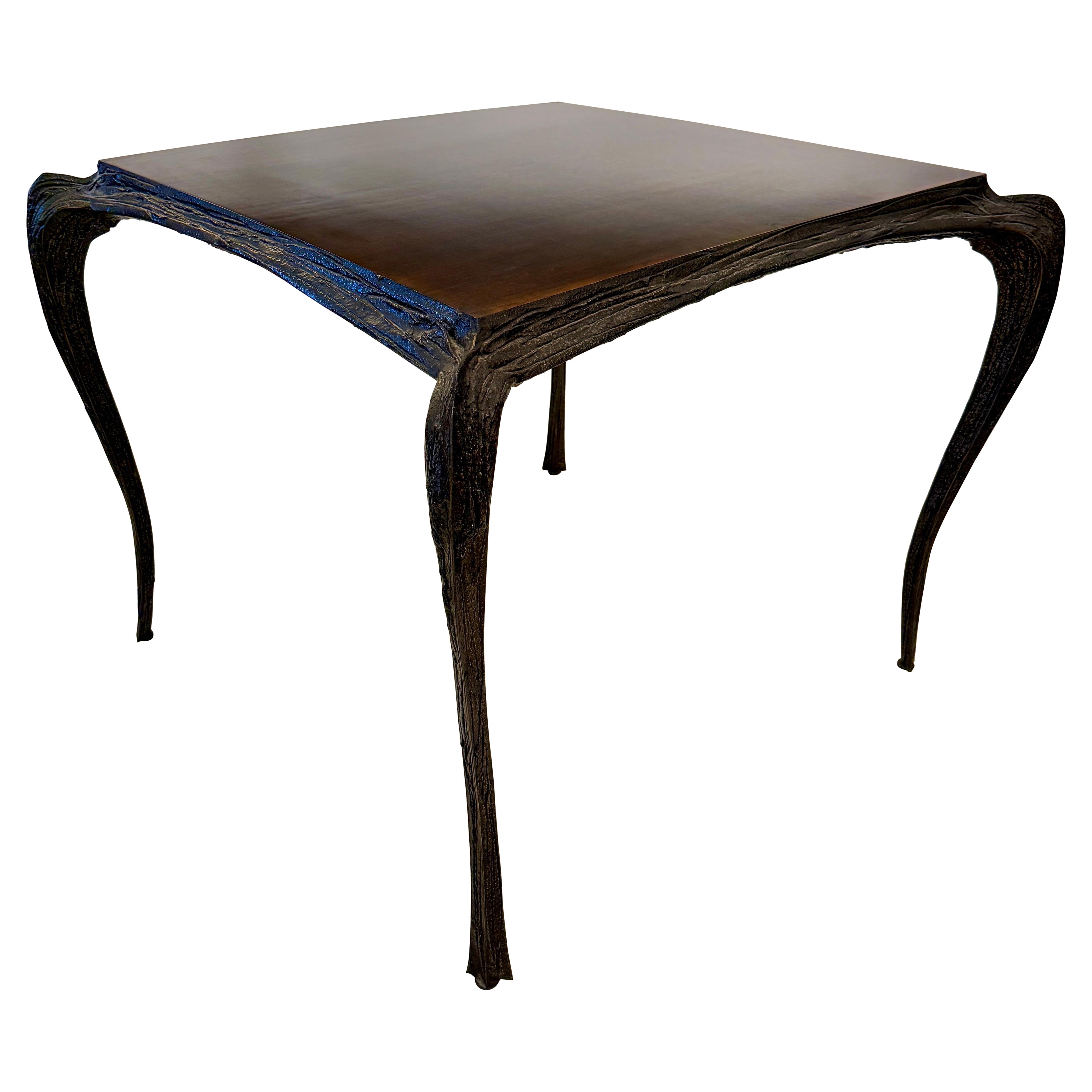 Original Sculpted Bronze Paul Evans for Directional Brutalist Card Table