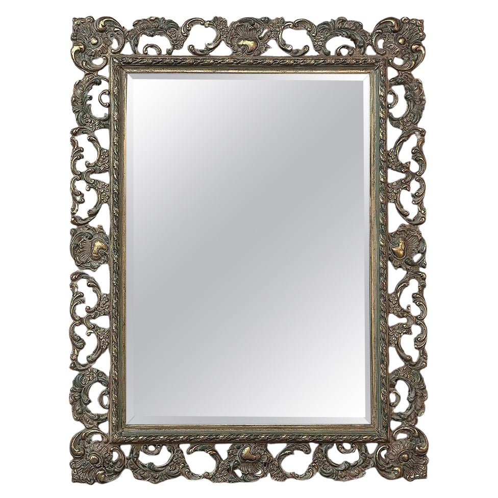 Antique Italian Baroque Carved Giltwood Wall Mirror