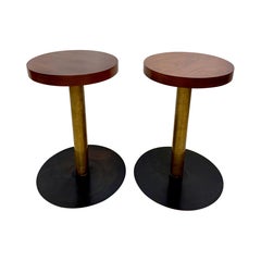 Beistelltische aus Bronze, Eiche und geschwärztem Eisen, Studio-Handwerk, Paar