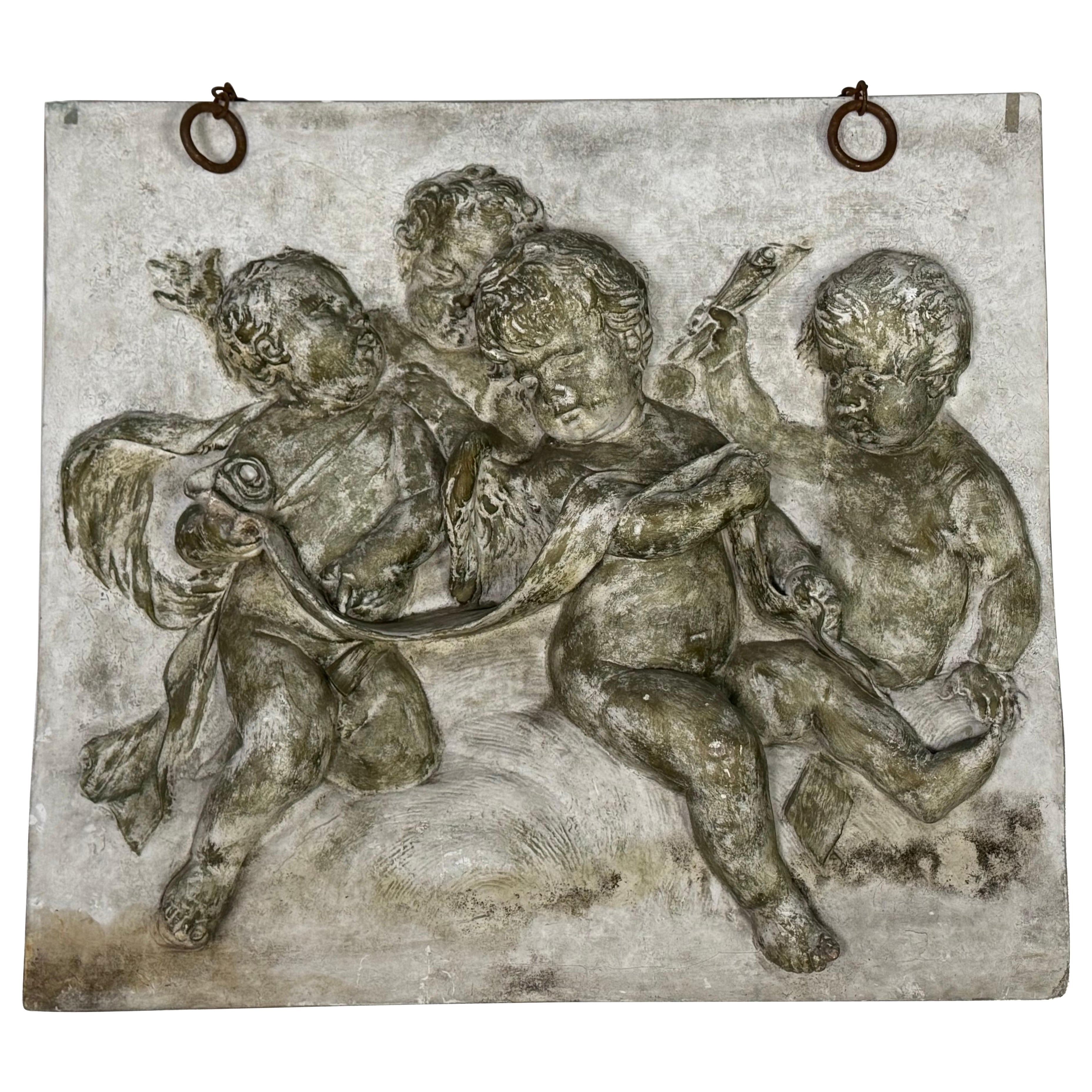 Bas-Relief Artwork of Cherubic Figures C. 1900