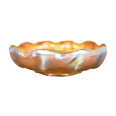 Antique Louis Comfort Tiffany Favrile Iridescent Art Glass Large Scalloped Center Bowl