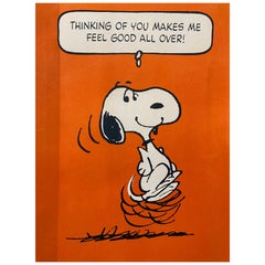 Original Vintage Snoopy Poster, ' Thinking of You Makes Me Feel Good All Over'