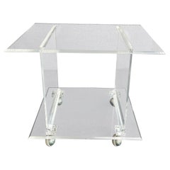 Post Modern Lucite Serving Bar  Cart Table on Wheels circa 1970's
