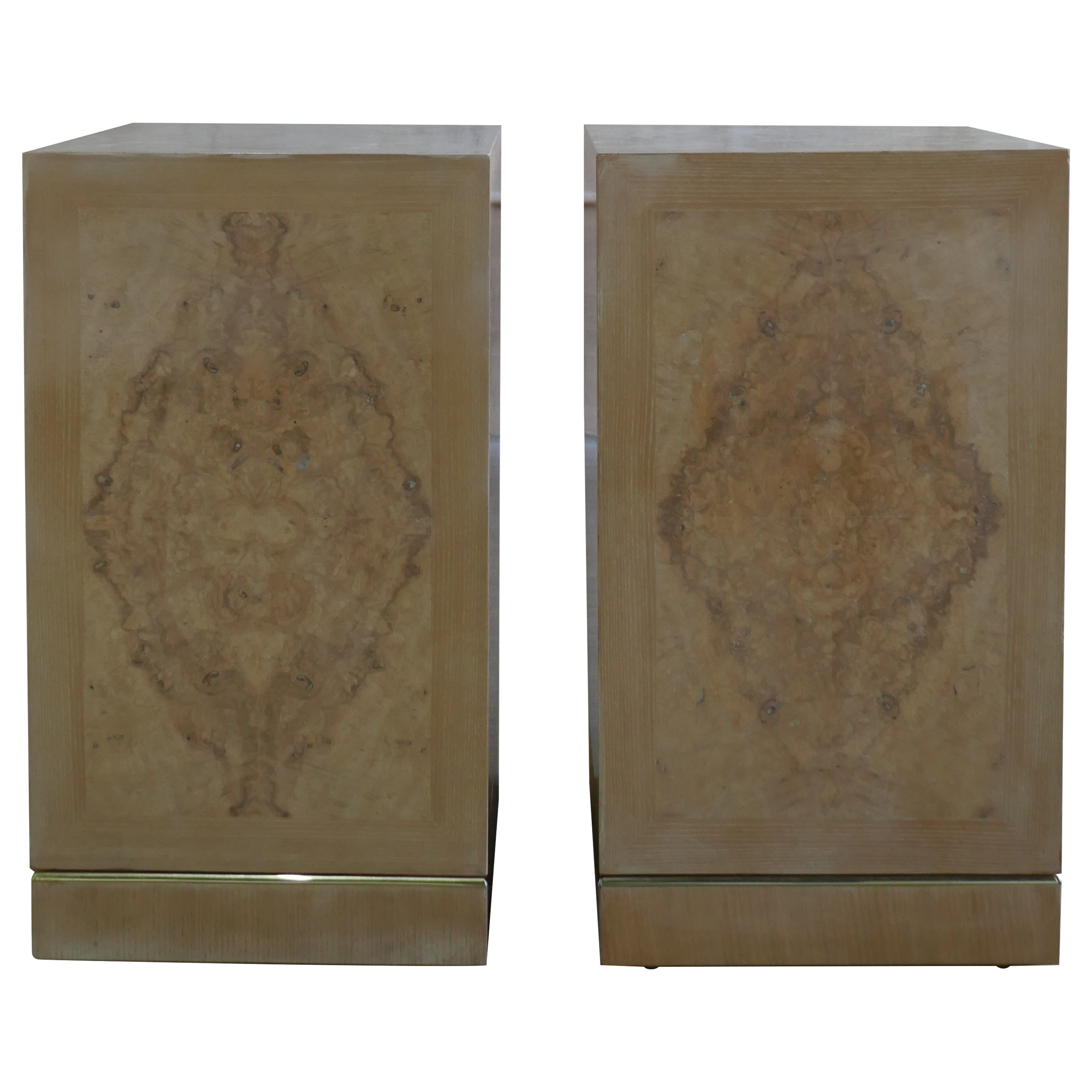 Pedestales de madera burl de mediados de siglo by Drexel Heritage  - Set de 2