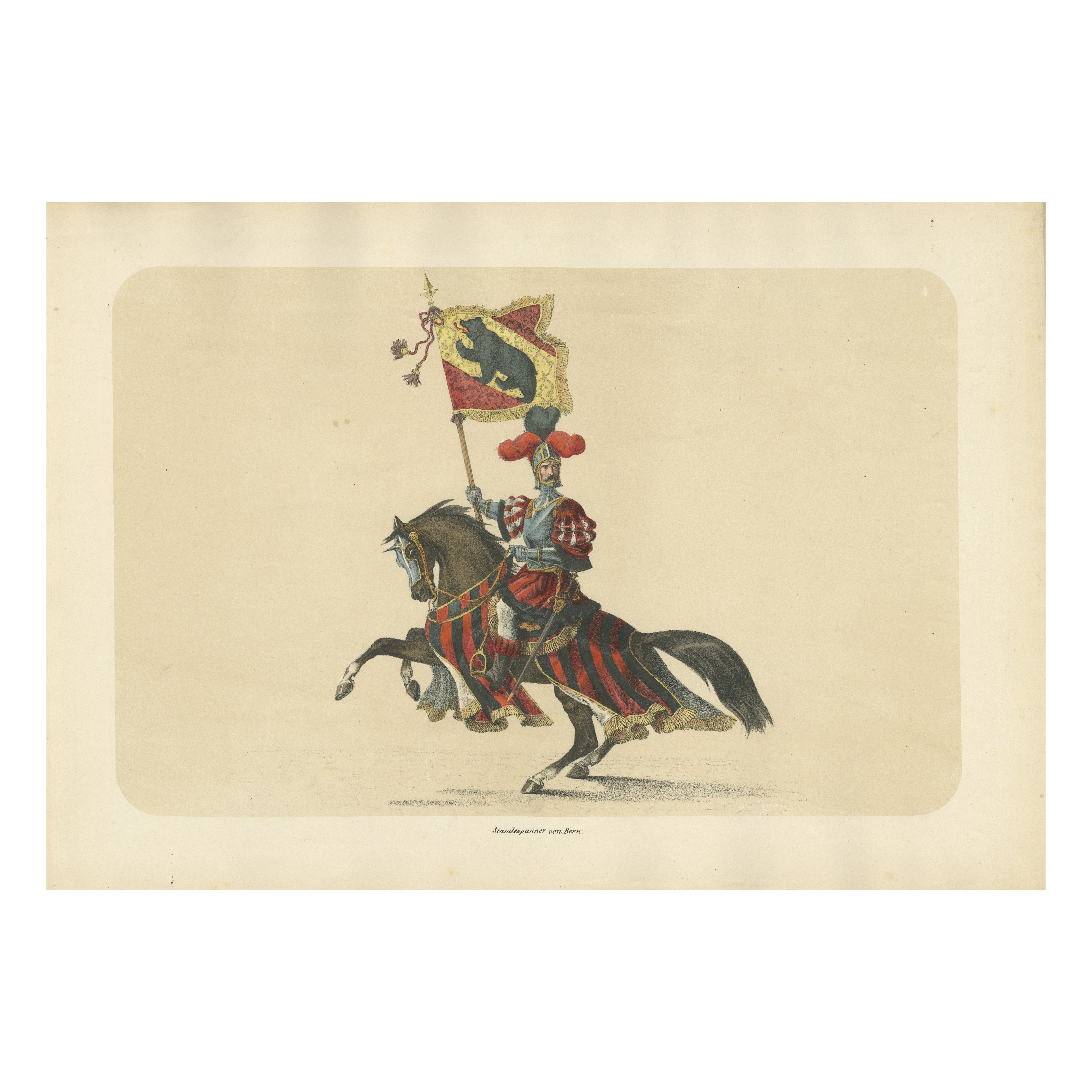 Proud Standard-Bearer of Bern – A Majestic Cavalry Figure from the 1853 Festival