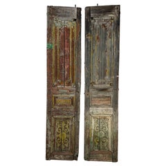 Coppia di porte dipinte in stile rustico del 19° secolo