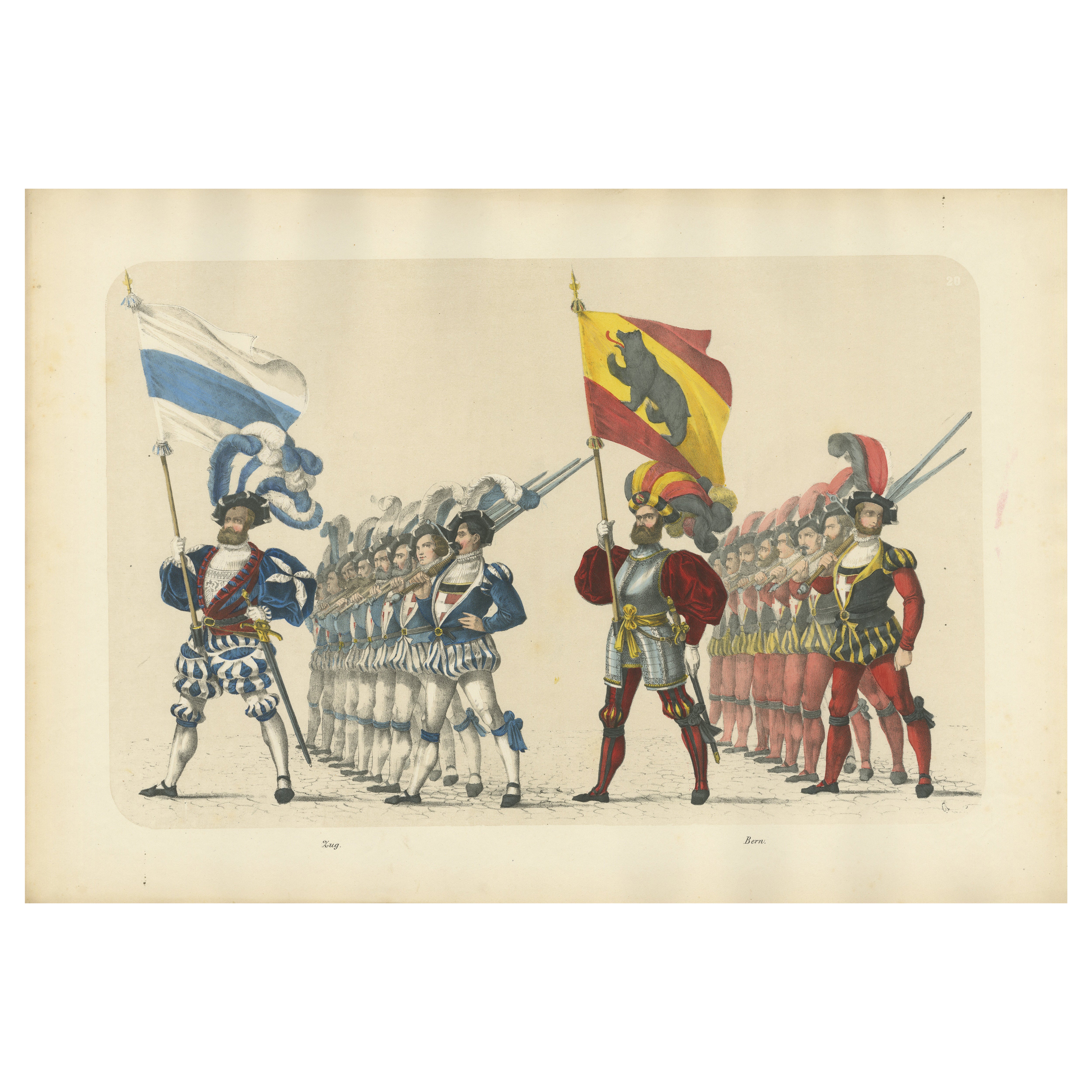 The Cantons of Zug and Bern – A Display of Swiss Military and Civic Pride, 1855