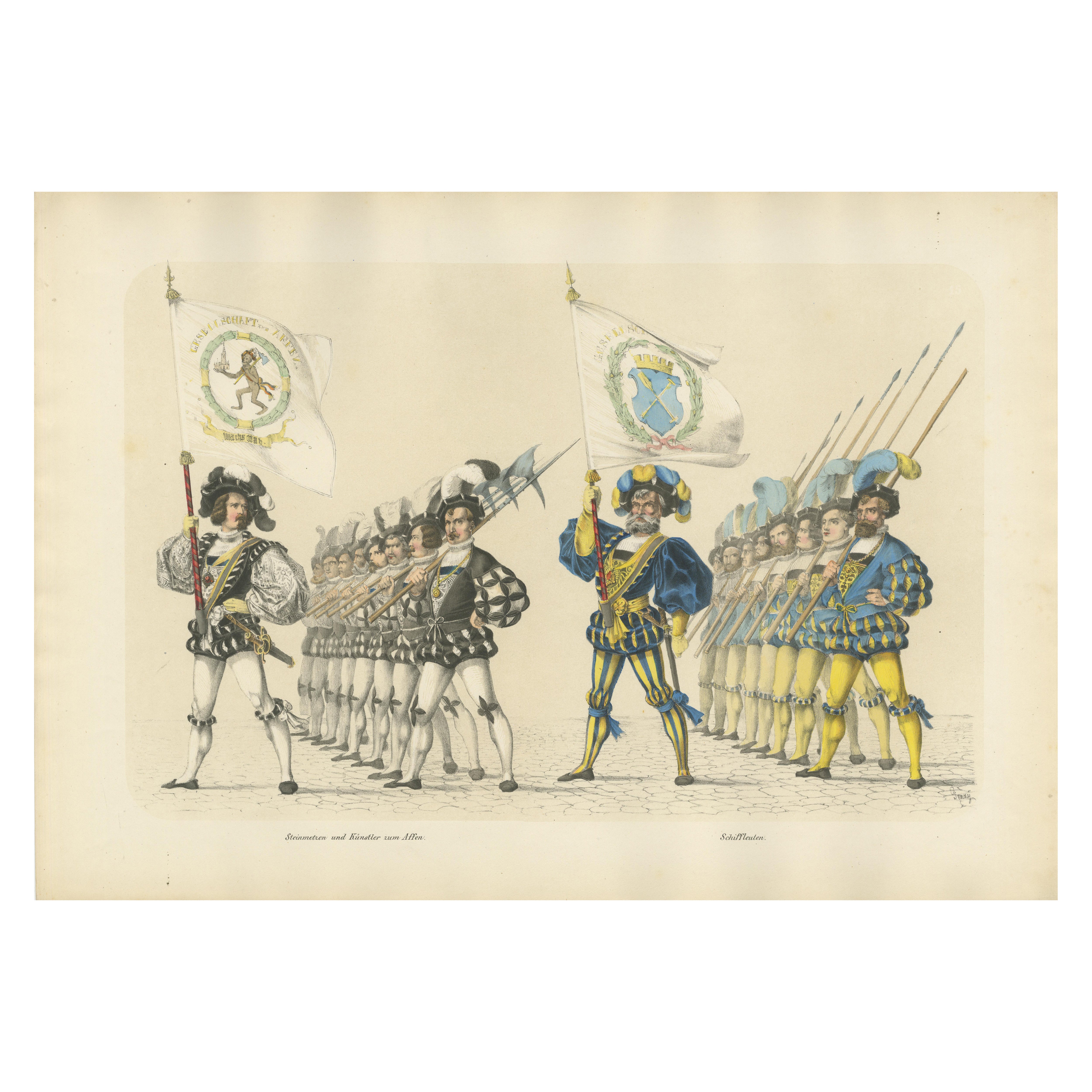The Society of Monkeys & Shipbuilders – A Swiss Guilds’ Grand Procession, 1855 For Sale