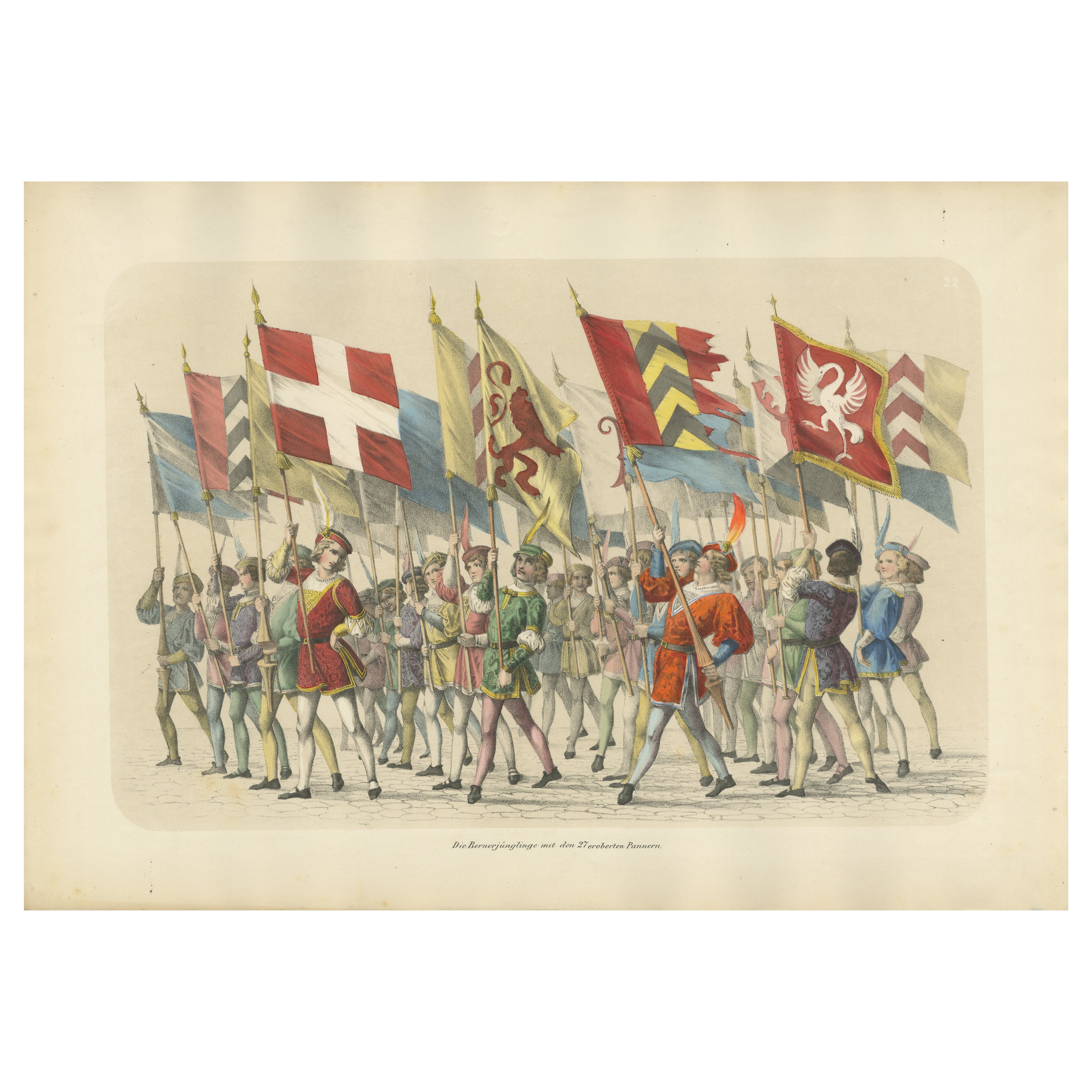 La Gioventù Bernese e gli Stendardi Processionali: Una celebrazione del patrimonio svizzero 1855