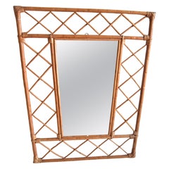 1970s Mid century Rattan wall mirror