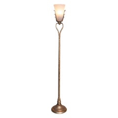 Banci : Old gilt bronze floor lamp  with glass shade - 1950/70