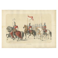 1855 Hand-Colored Lithograph of Solothurn Cavalry – Festive Swiss Confederation