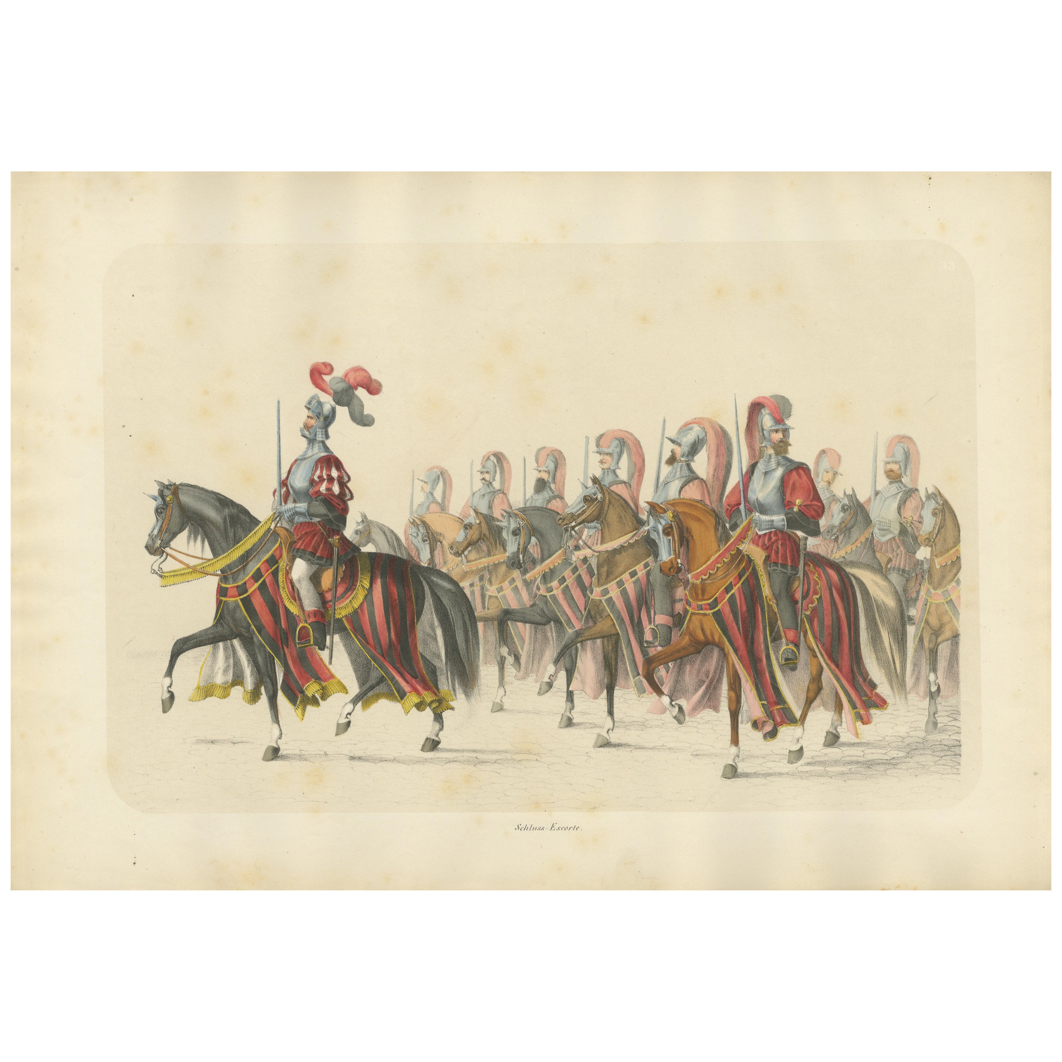 Escolta de caballería suiza en el Gran Desfile - Entrada de Berna en la Confederación, 1855