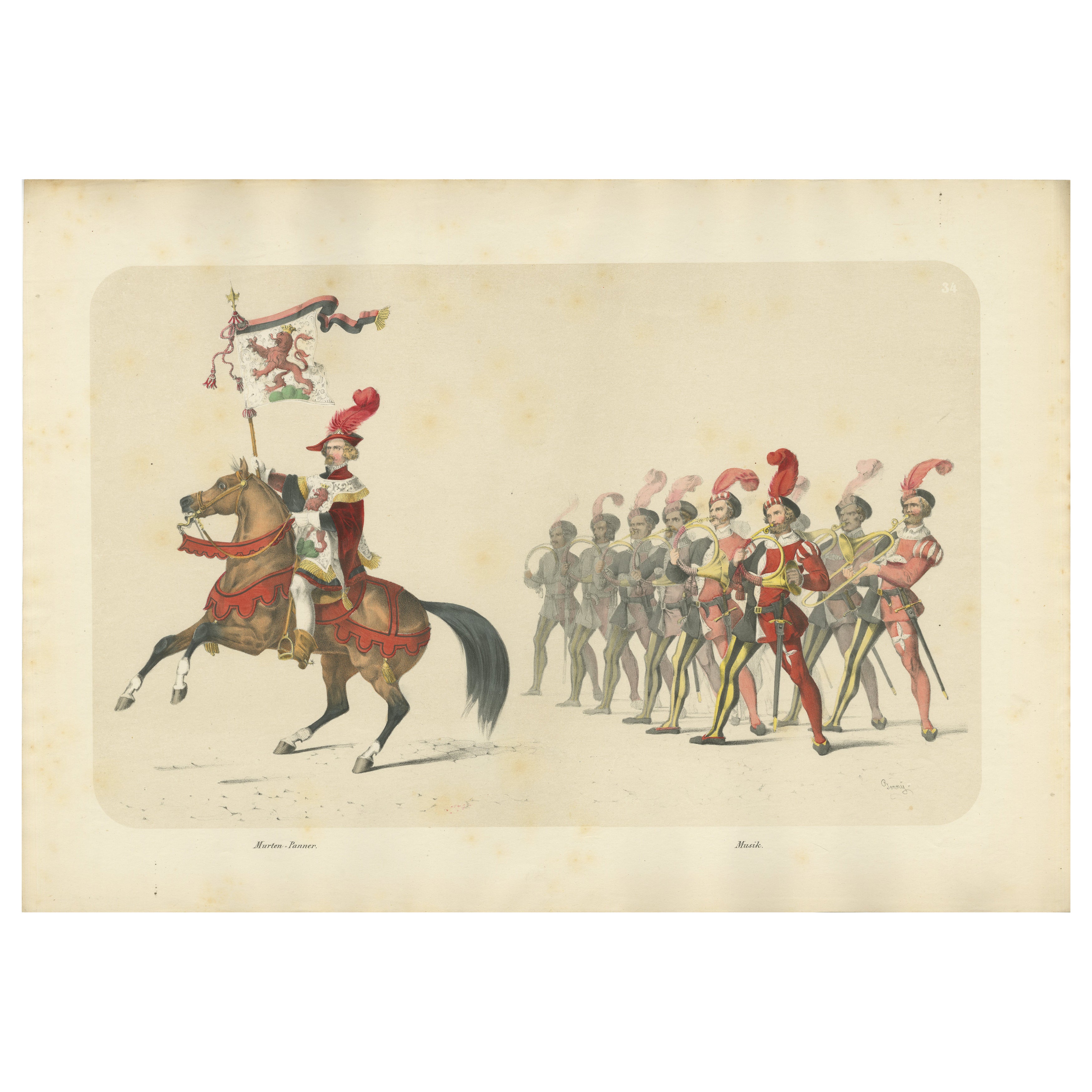 Marten Banner Carrier and Swiss Military Musicians in Festive Procession, 1855