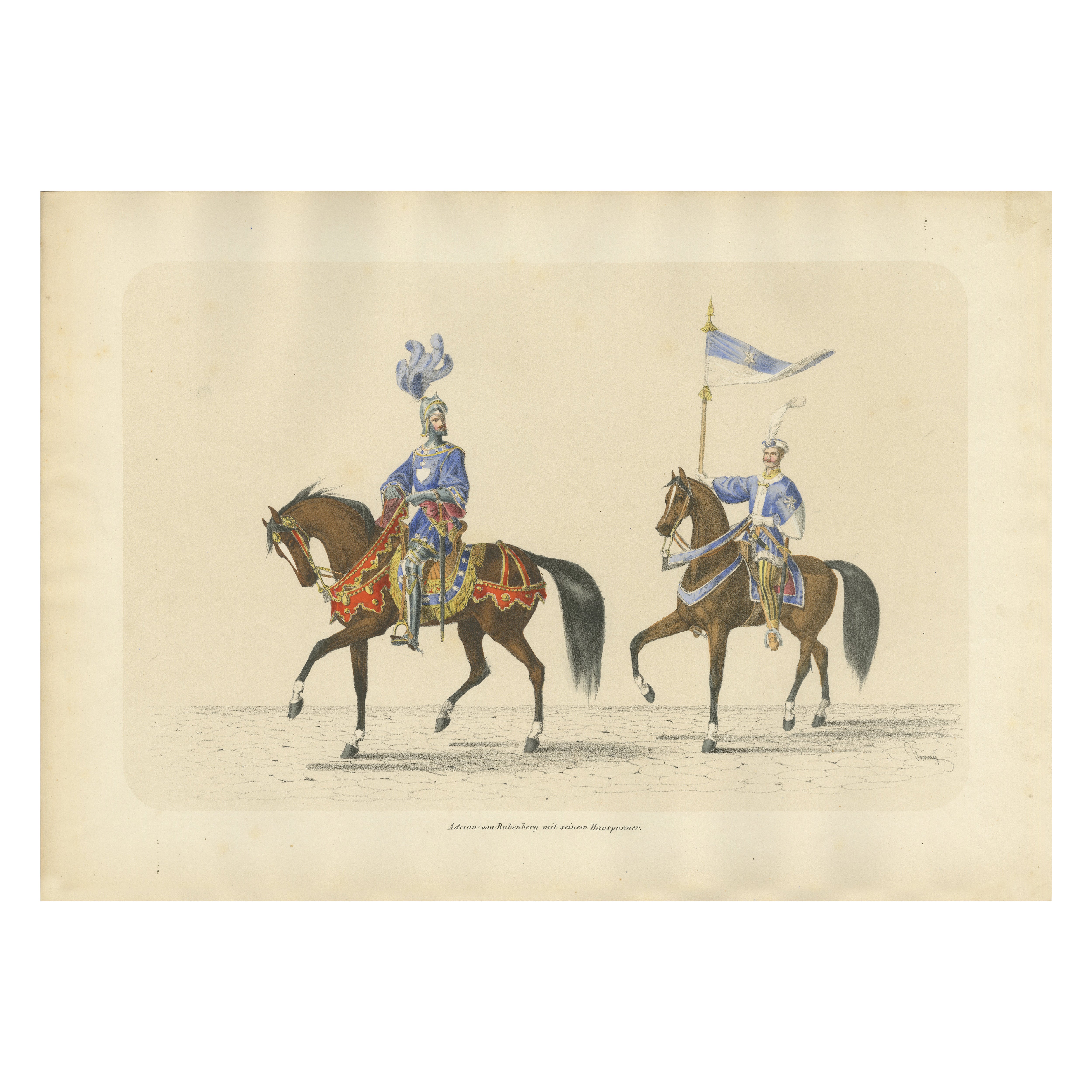 Festive Parade, Switzerland – Adrian von Bubenberg & His Household Banner, 1855 For Sale