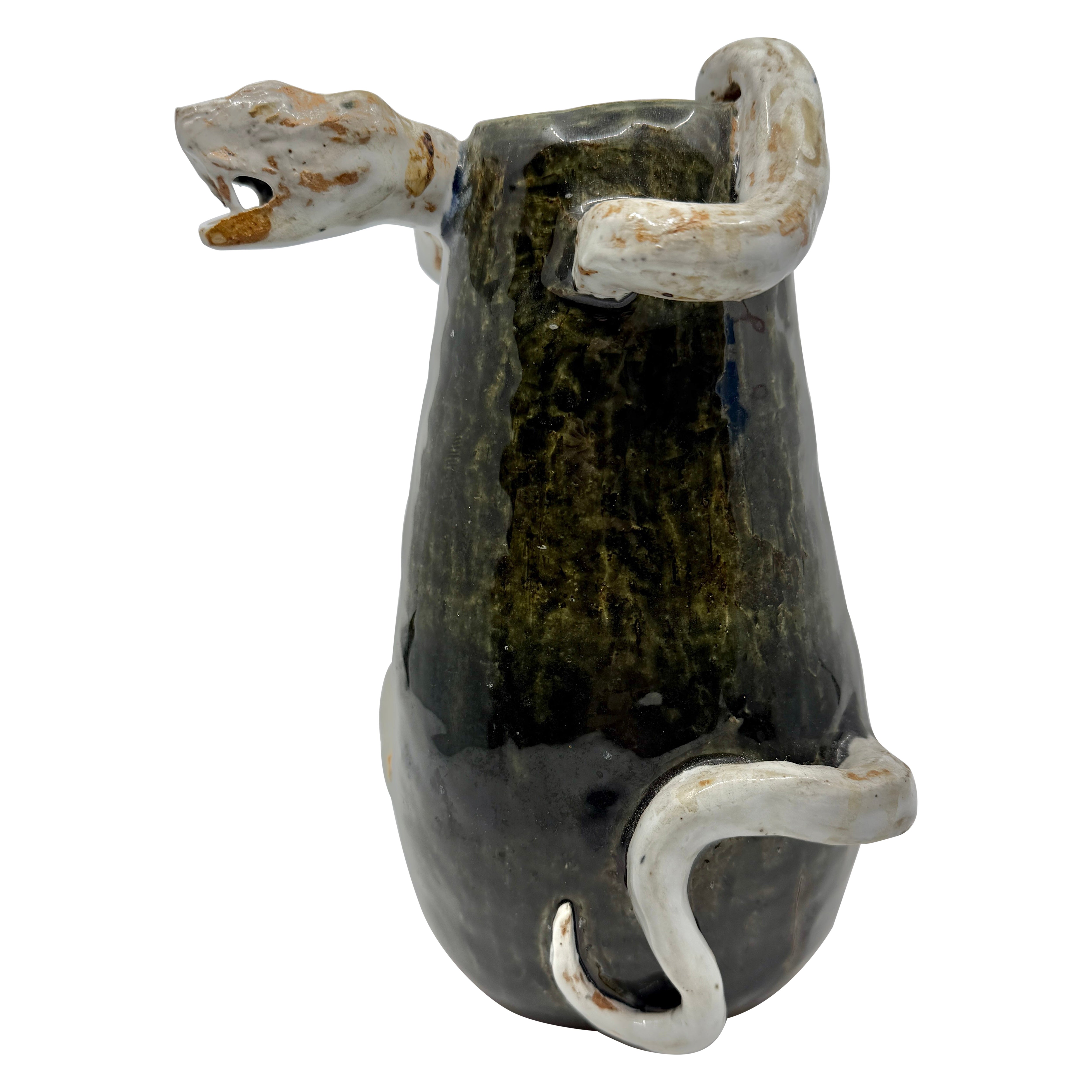 Snake Relief Art Pottery Vessel Signed