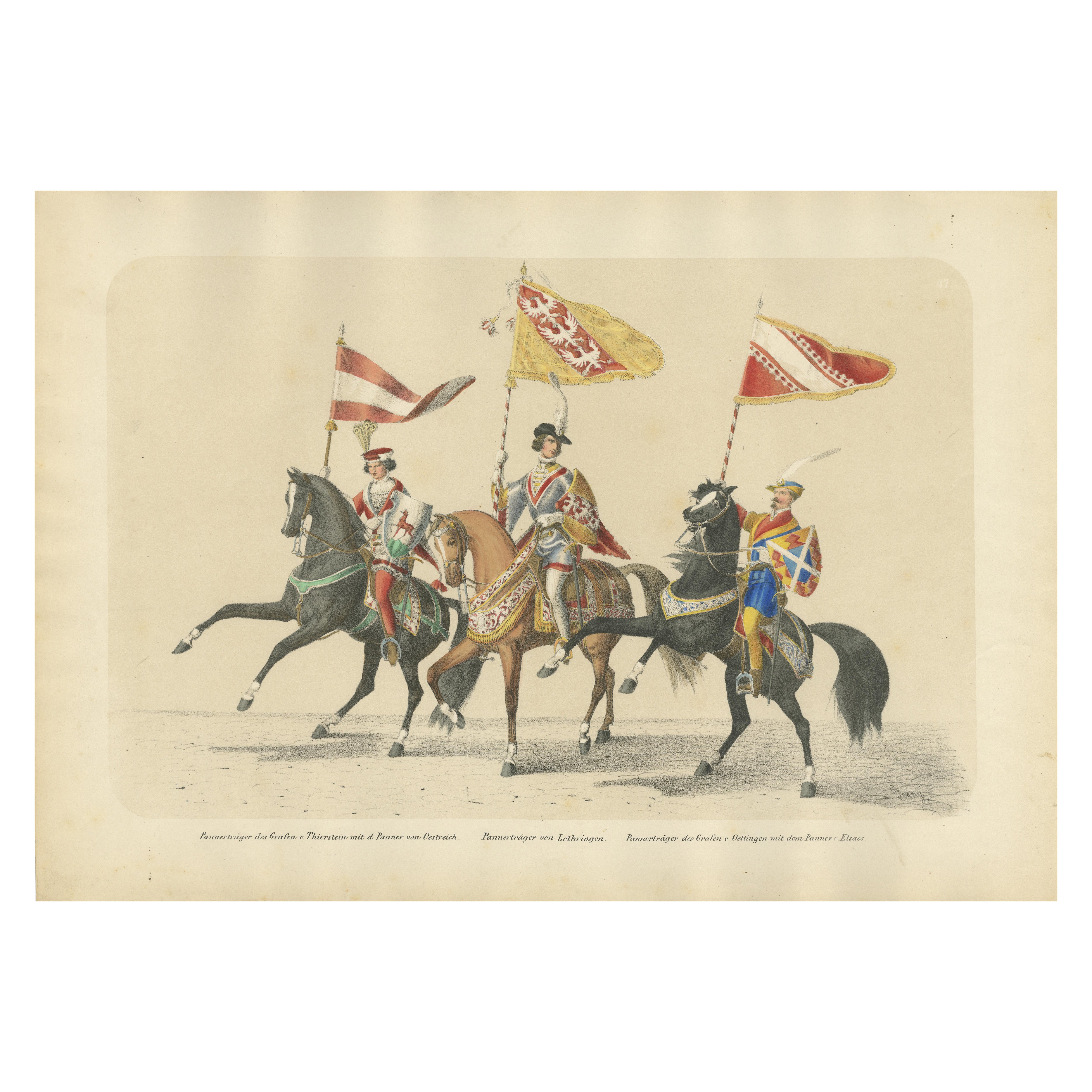 1855 Heraldic Procession – Banner Bearers of Thierstein, Lorraine, and Oettingen