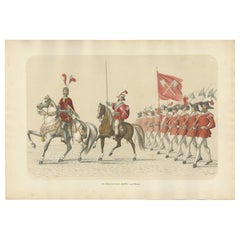 1855 Procesión ceremonial en Suiza - Los jinetes y su líder y estandarte