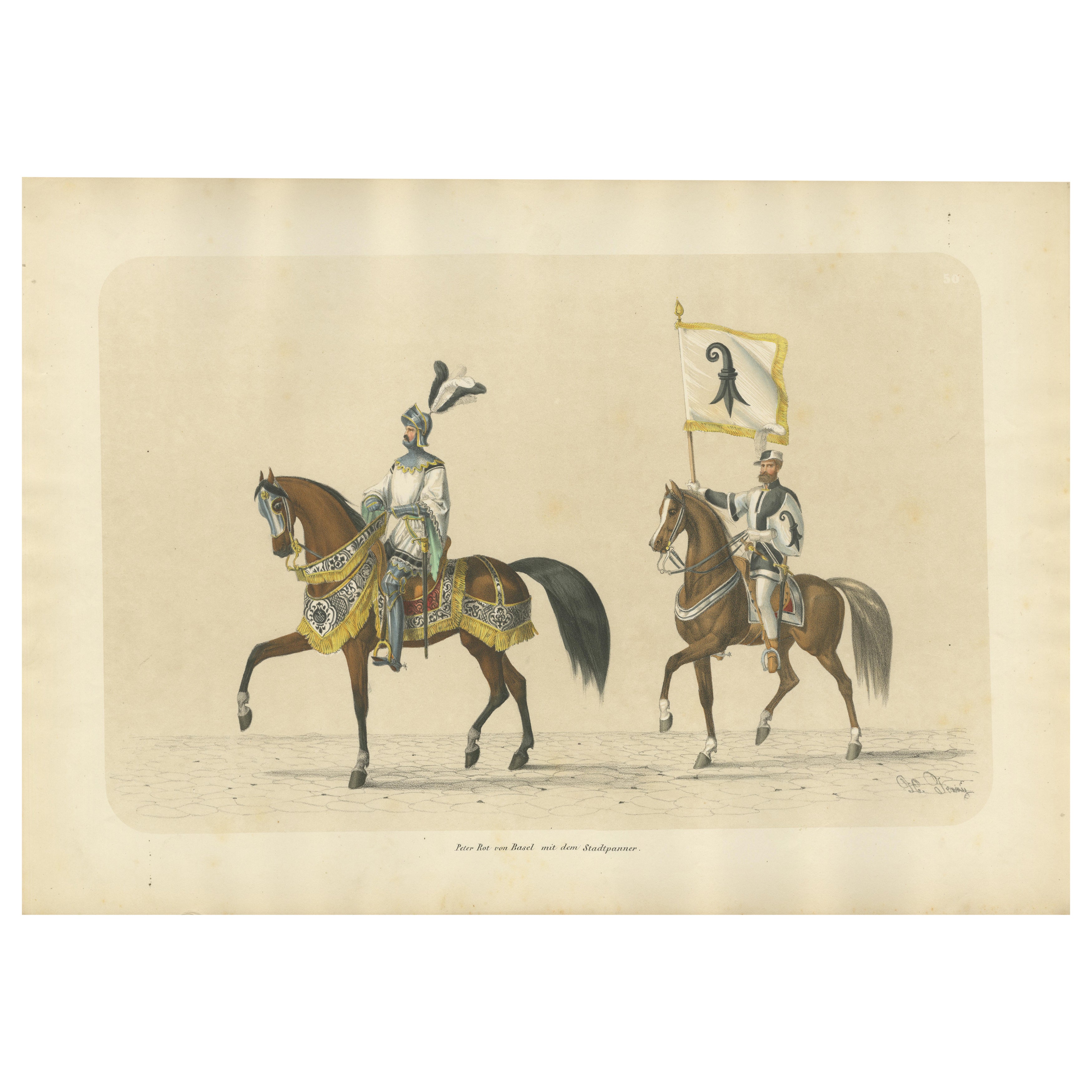 Gran Procesión de Basilea - Peter Rot y el Estandarte Orgulloso de la Ciudad, 1855