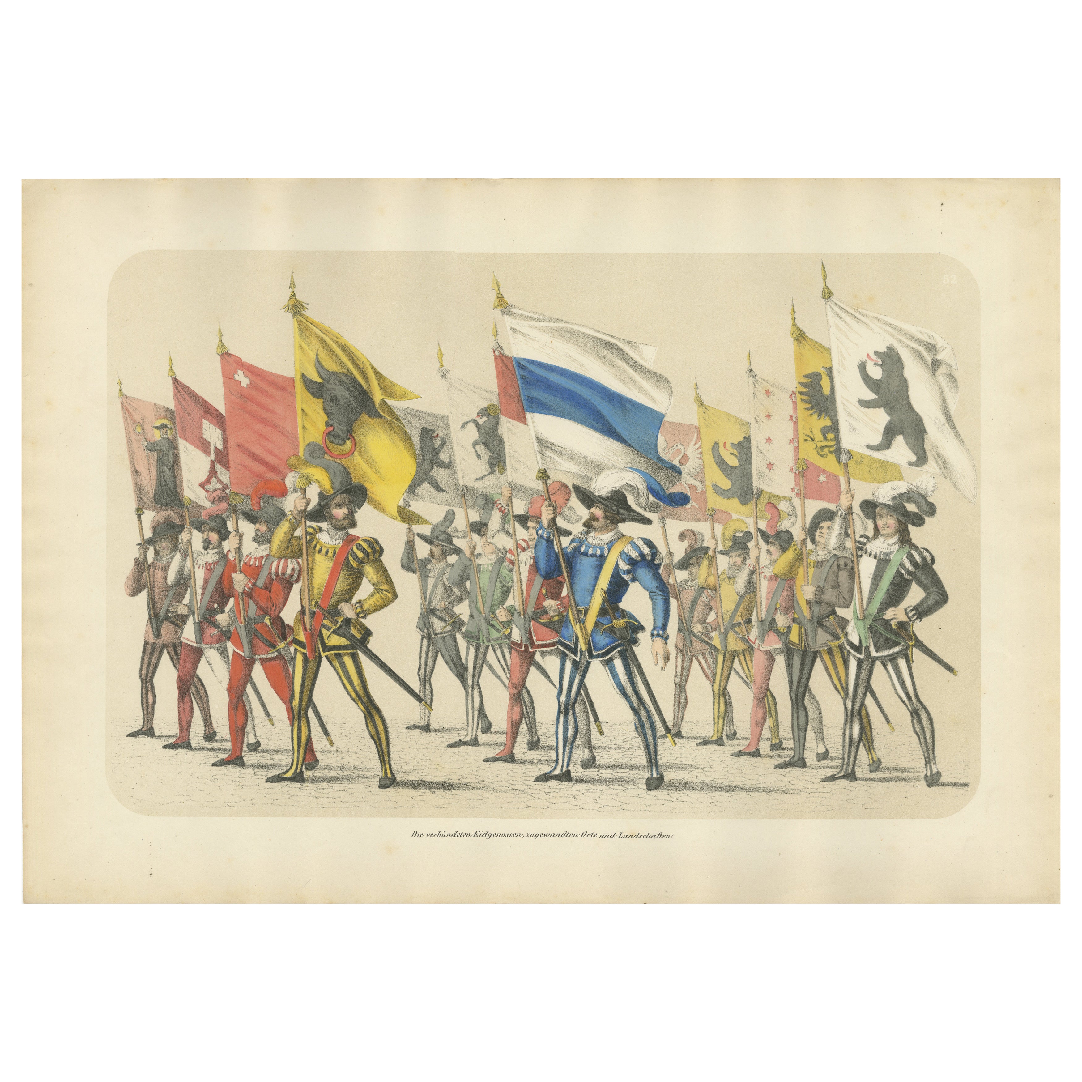 March of the Confederates – The United Cantons and Their Proud Banners, 1855 For Sale
