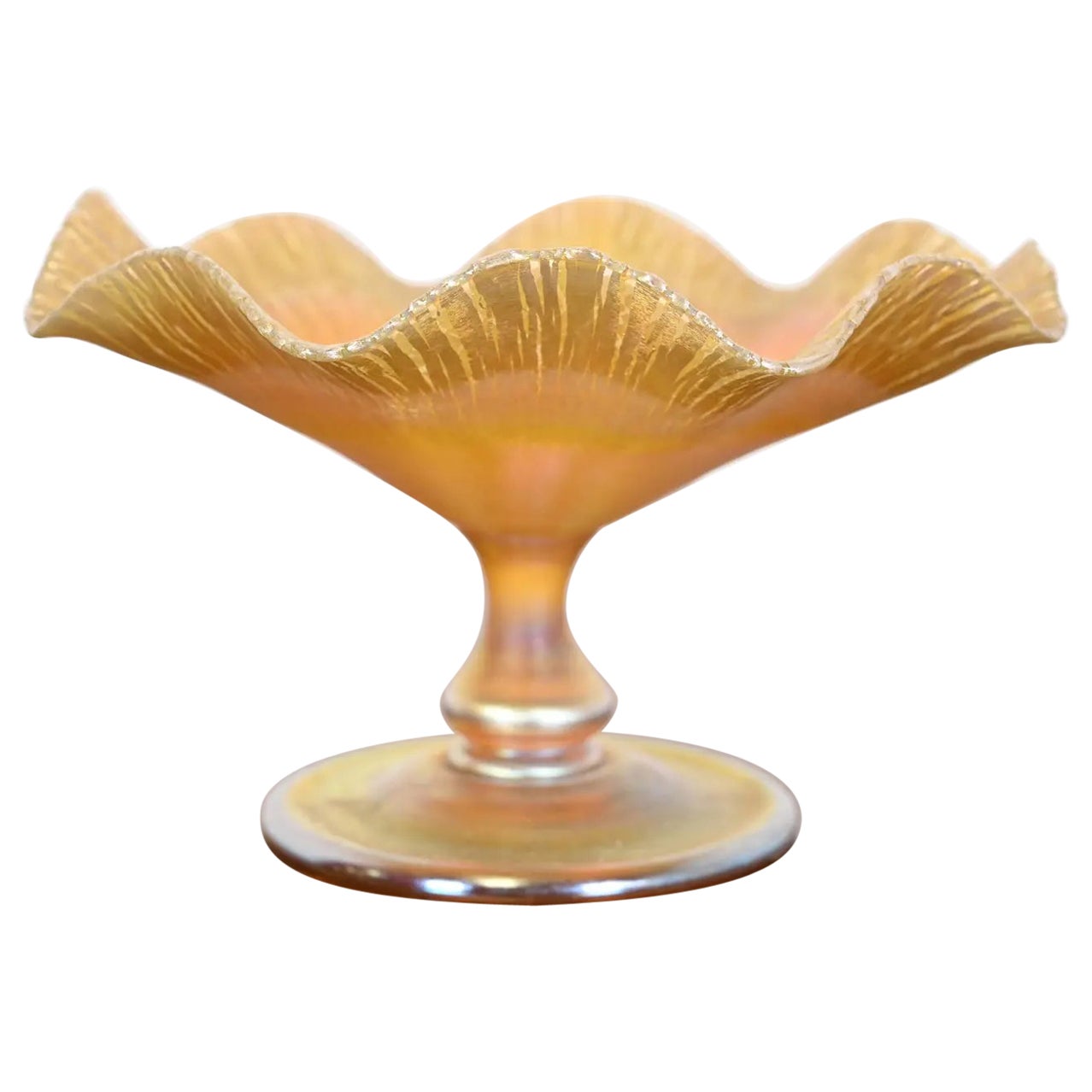 Bol ou compote sur pied Louis Comfort Tiffany Favrile Iridescent Art Glass