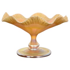 Bol ou compote sur pied Louis Comfort Tiffany Favrile Iridescent Art Glass