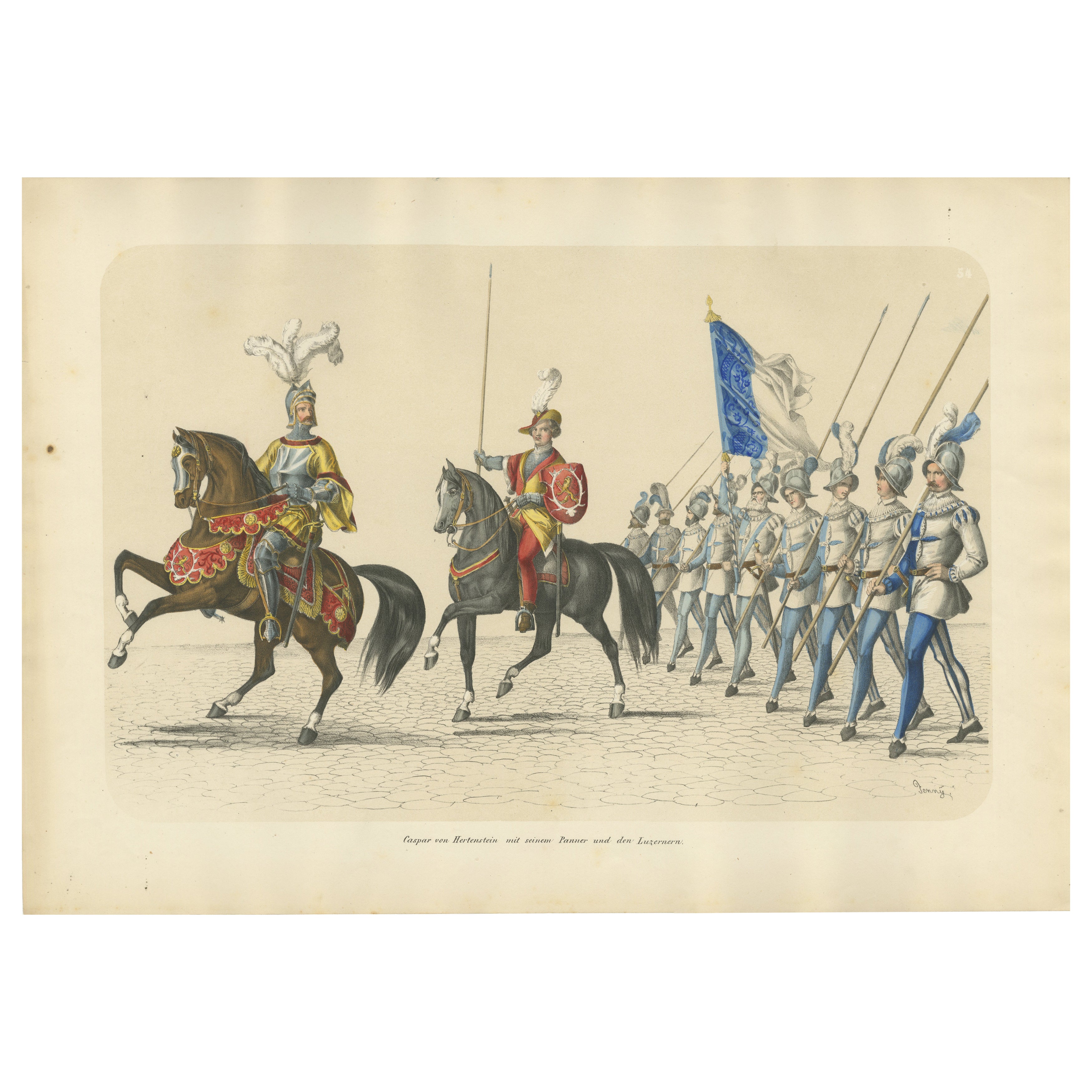 Triumphal March – Caspar von Hertenstein Leading the Lucerne Regiment, 1855 For Sale