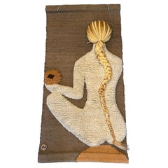 Vintage Nude Woman Textile Artwork by Don Freedman