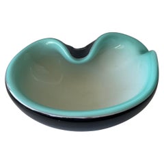 Grand cendrier ou bol en verre turquoise de Murano