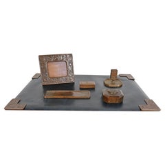 Tiffany Studios New York Zodiac Bronze Six-Piece Desk Set, Circa 1910