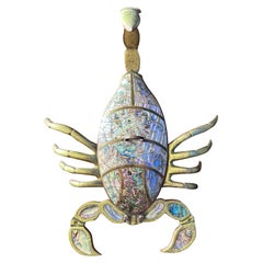 Brass and Abalone Shell Scorpion Sculpture Trinket Box