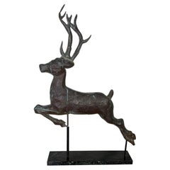 Leaping Stag Weathervane Mounted on Marble Base C. 1940's