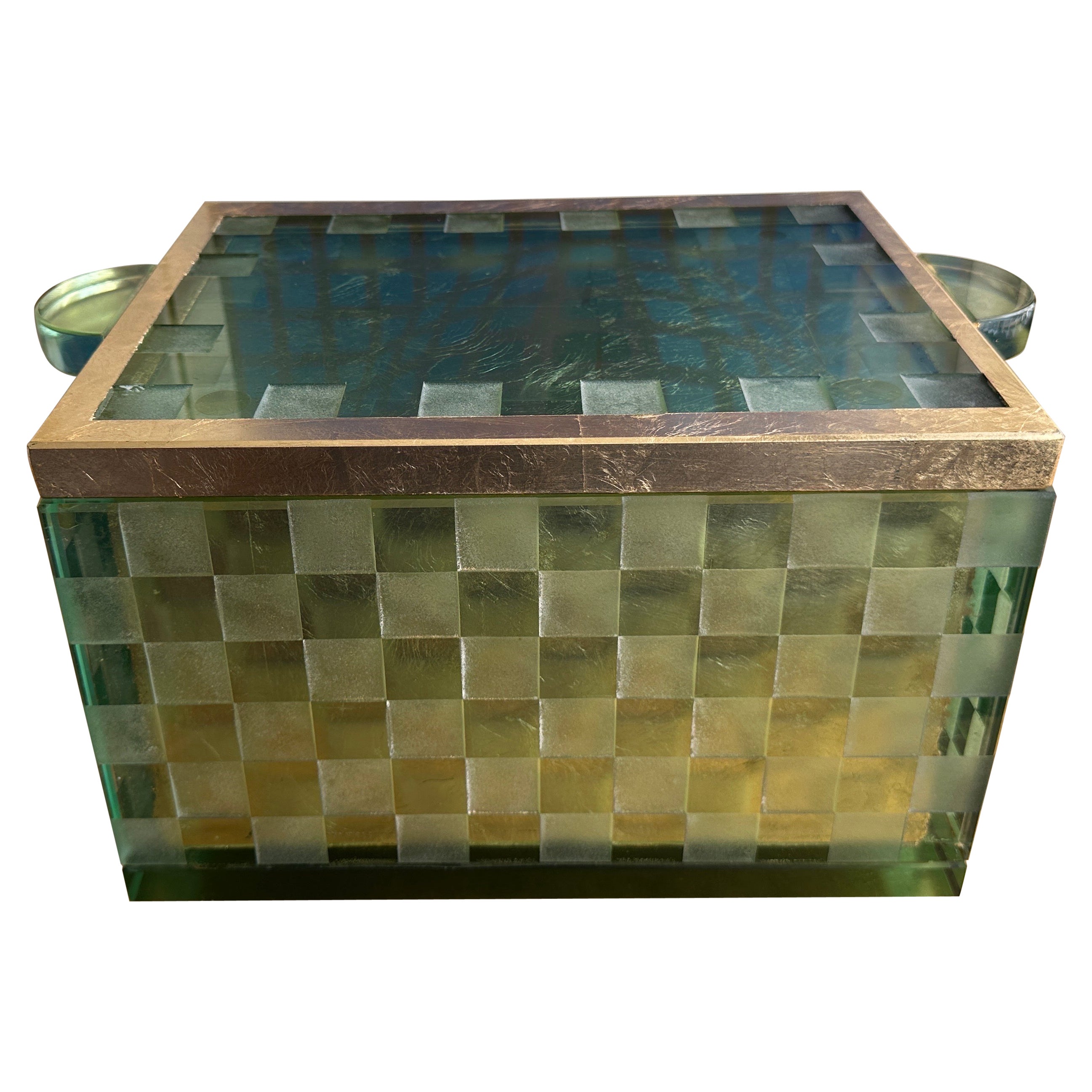 Caja decorativa de cristal grabado y pan de oro de Salvatore Polizzi