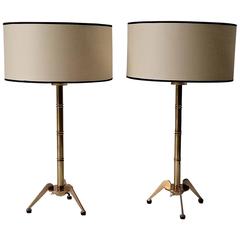 Pair of 1950s "Bamboo" Table Lamps by Maison Arlus
