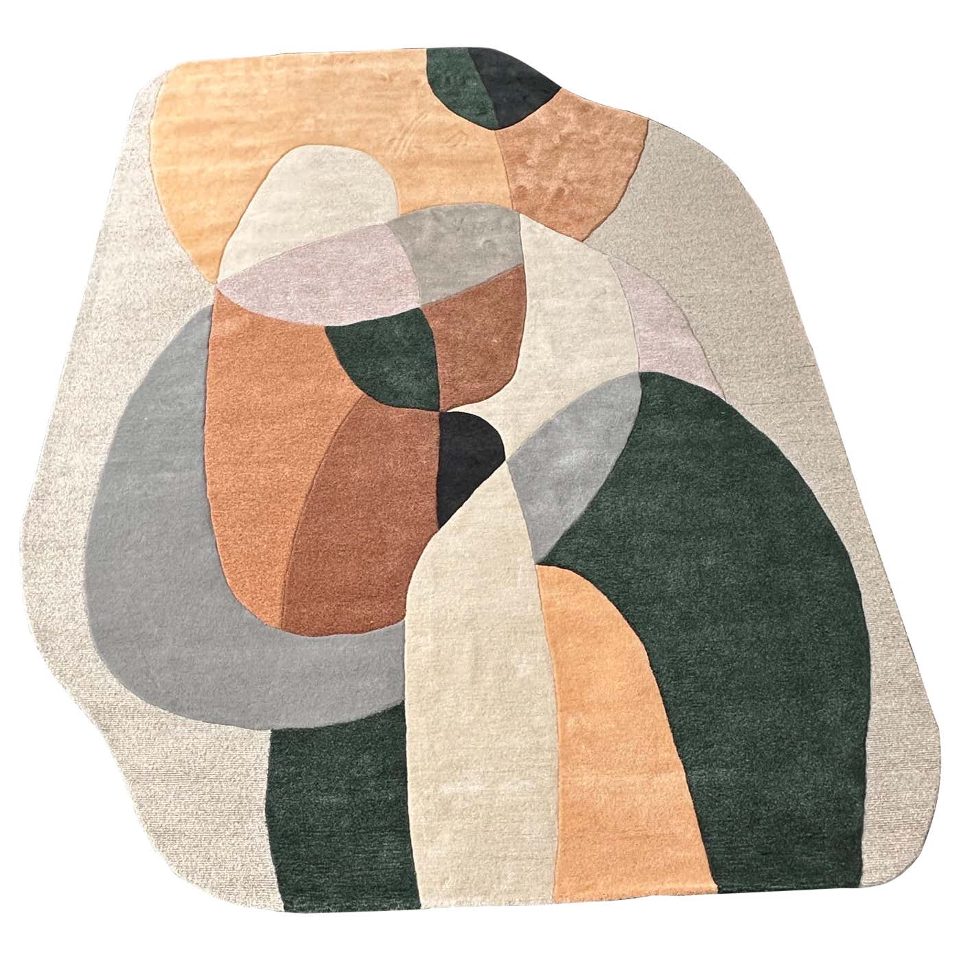 Abstract Earth Tone Rug with Organic Shape by RAG home For Sale at 1stDibs