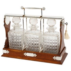 Antique Victorian  Silver Plated 3 Bottle Tantalus by Hobbs & Co 19th Century