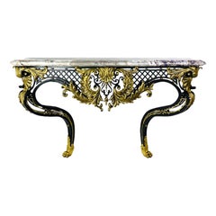 Eine Eisenkonsole im Louis-XV-Stil mit violetter Breccia-Platte.