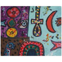 Oil on board by Alan Davie from 1960s, painting. 3