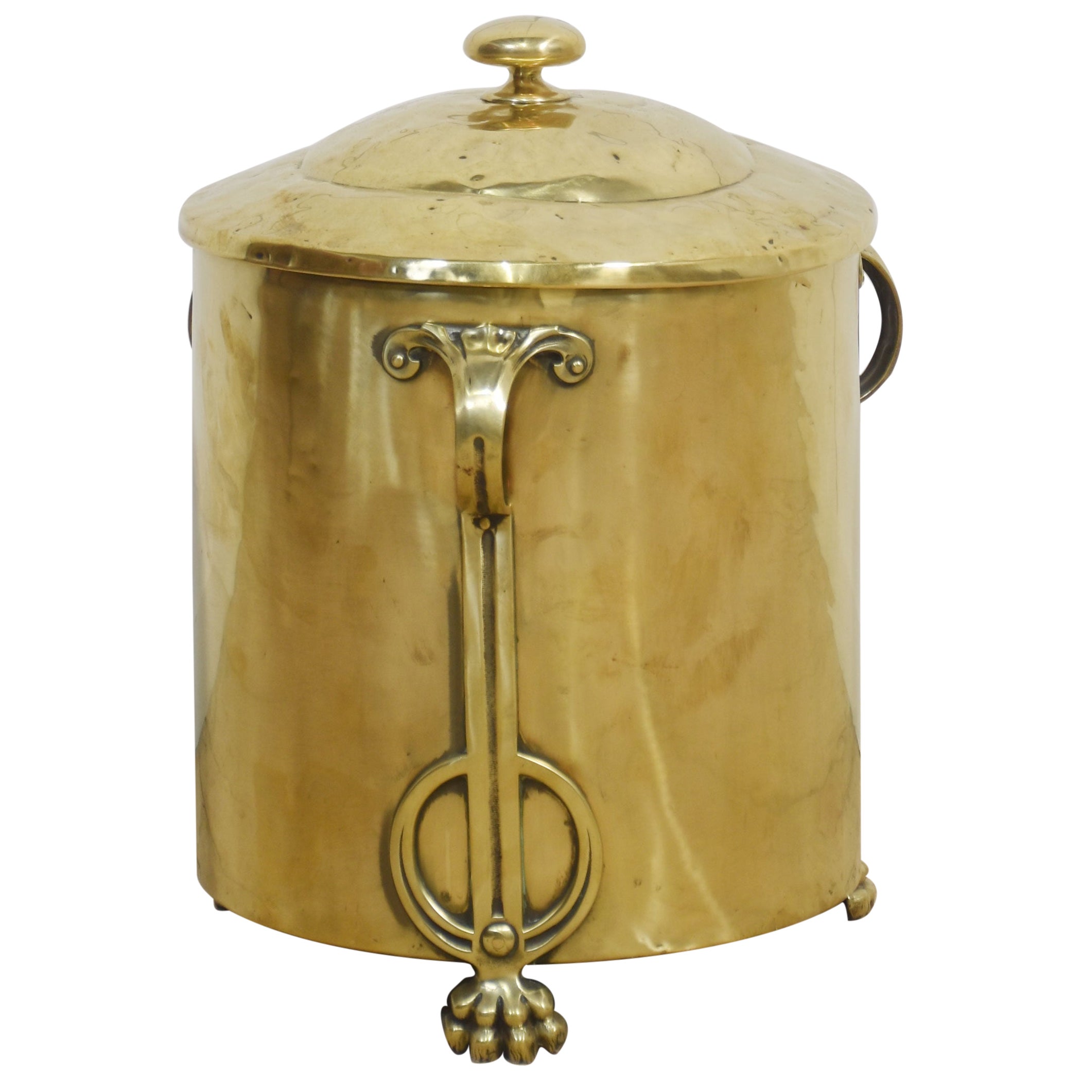 Corbeille à charbon en laiton Art Nouveau