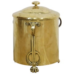 Antique Art Nouveau brass coal bin