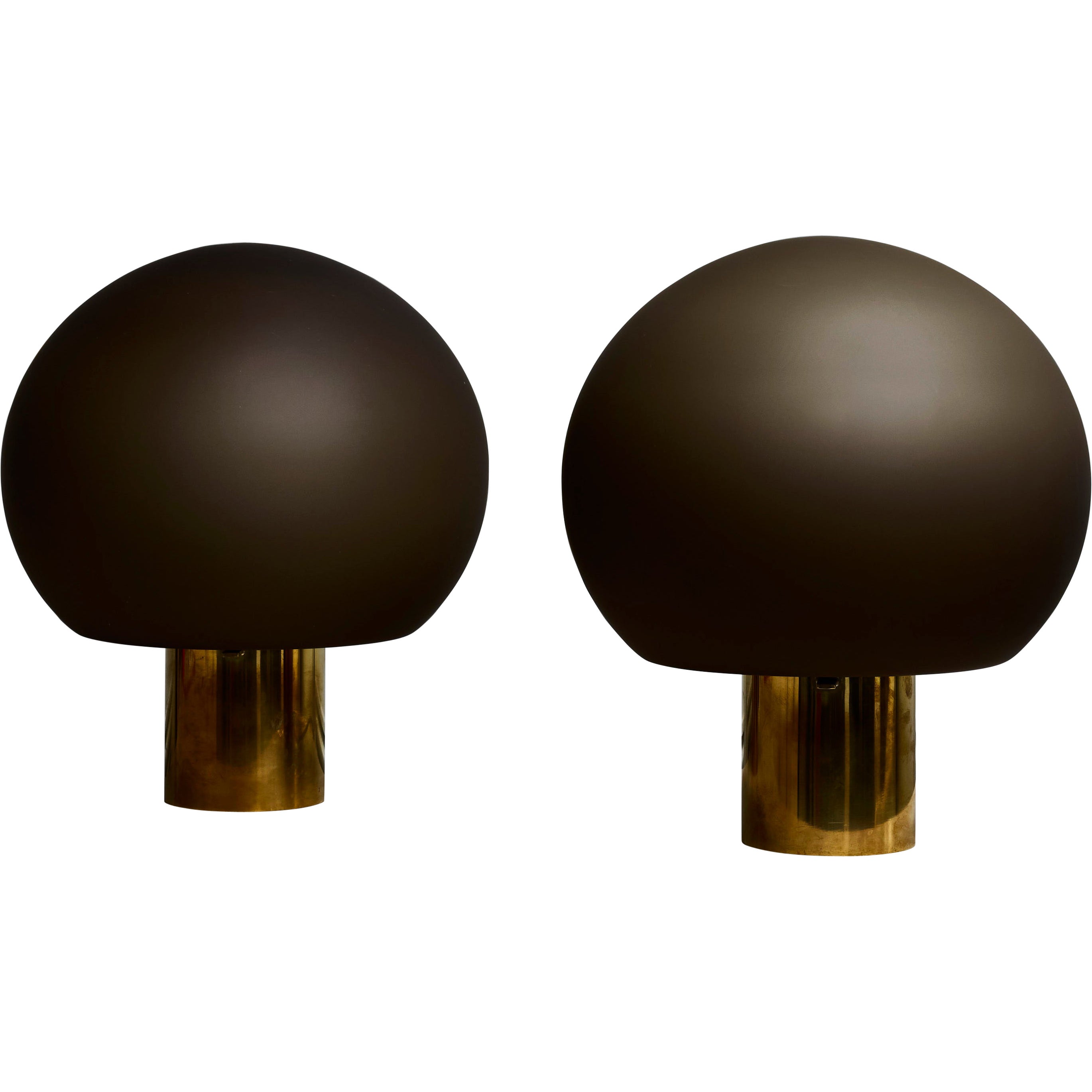 Pair of Brass and Grey Glass Dome Table Lamps