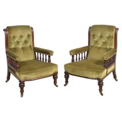 Pair of mahogany framed library chairs