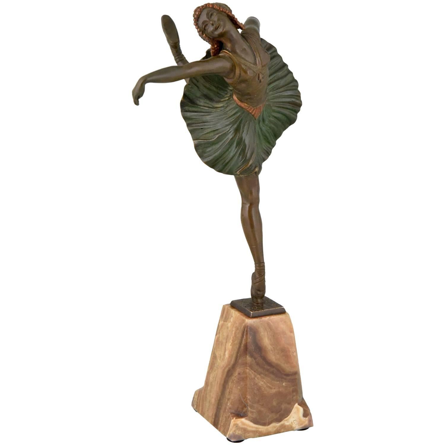 French Art Deco Bronze Sculpture Dancer Ballerina by Hippolyte Fournier, 1930