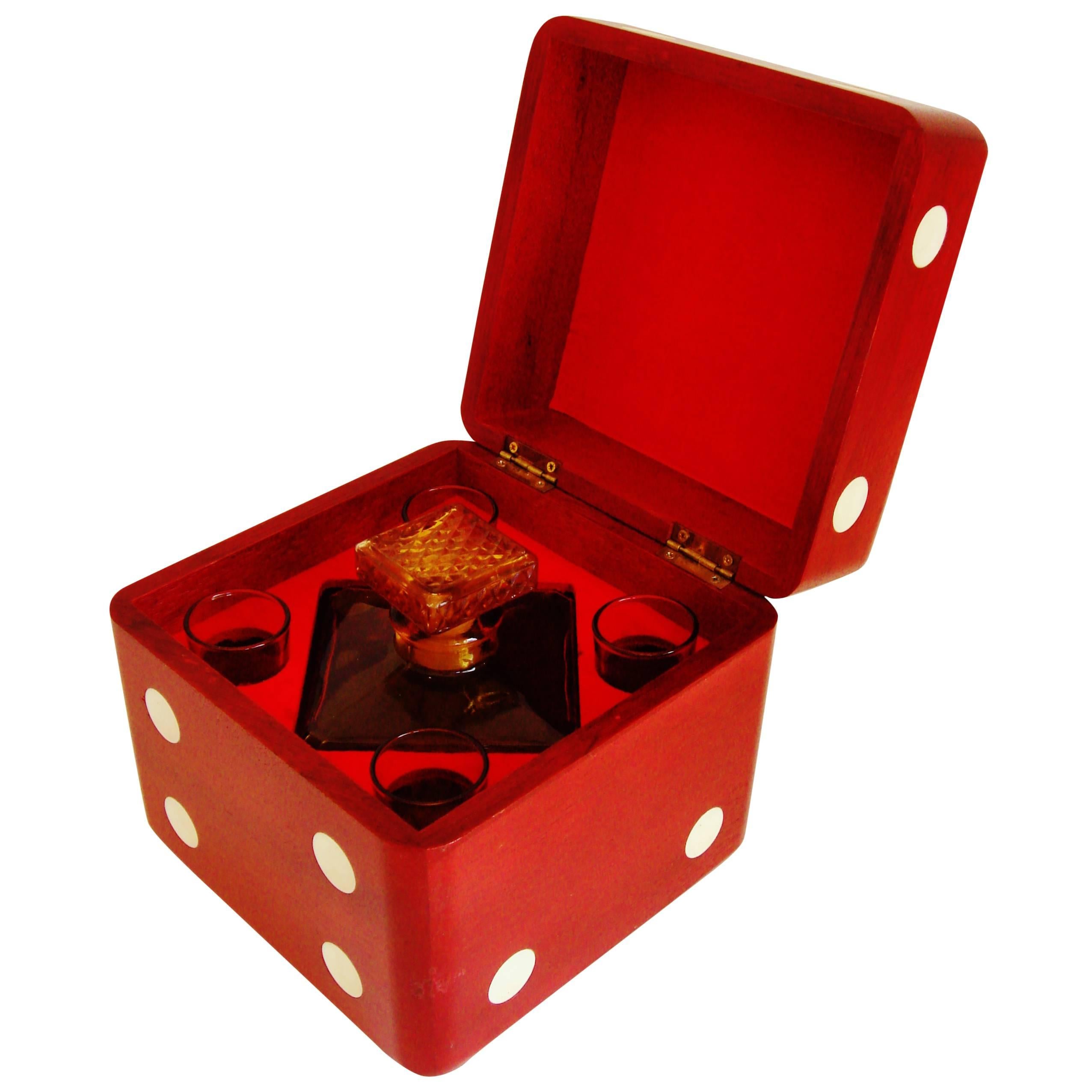 Japanese Mid-Century Modern Giant Dice, Six-Piece Liqueur/Decanter Set